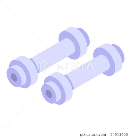 Steel dumbbells icon. Isometric of steel dumbbells vector icon for web design isolated on white background Steel dumbbells icon. Isometric of steel dumbbells vector icon for web design isolated on white background 94915490