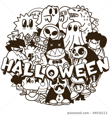 Vector illustration of Funny monsters circle shape pattern Vector illustration of Funny monsters circle shape pattern 94916213