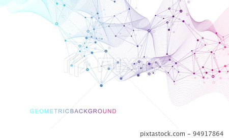 Technology abstract background with connected line and dots. Big data visualization. Perspective backdrop visualization. Analytical networks. Vector illustration. Technology abstract background with connected line and dots. Big data visualization. Perspective backdrop visualization. Analytical networks. Vector illustration. 94917864