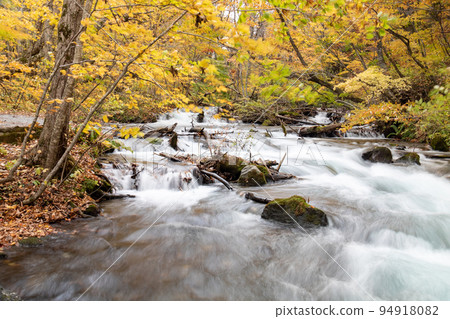 Autumn mountain stream Oirase Autumn mountain stream Oirase 94918082