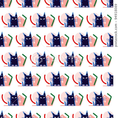 Funny black cats, seamless pattern, vector colorful, humorous, for children and adults Funny black cats, seamless pattern, vector colorful, humorous, for children and adults 94918089