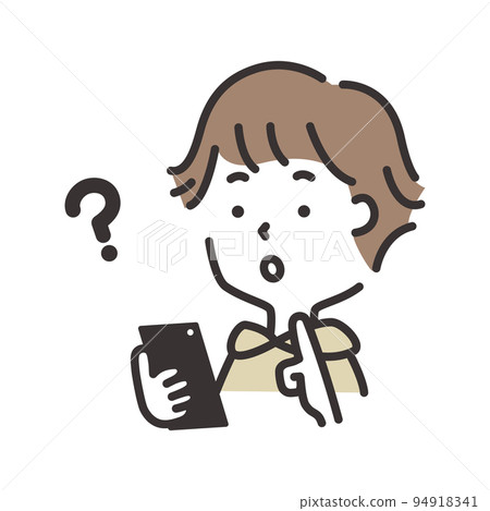 Illustration of a male student with a smartphone 94918341