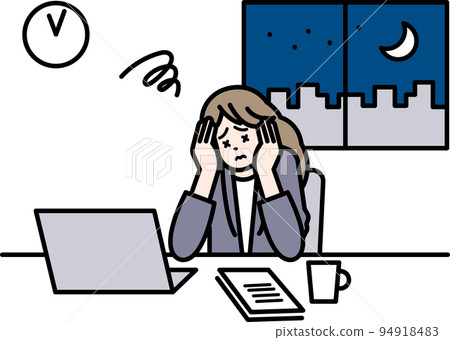 一個女人加班的插圖 一個女人加班的插圖 94918483