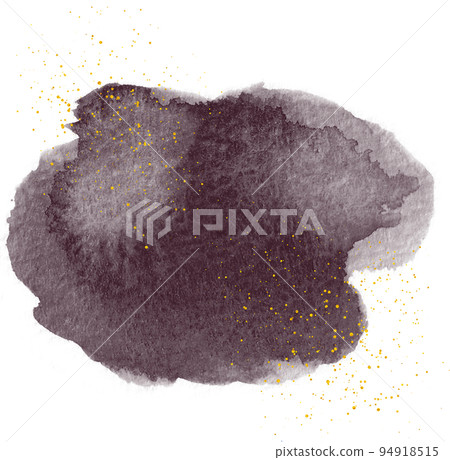 Watercolor paint and golden particles, gold powder, background decoration Watercolor paint and golden particles, gold powder, background decoration 94918515