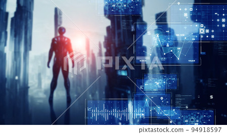 A person standing in cyberspace Superhero 94918597