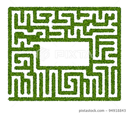 Green hedge maze with empty space in the center on a white background 94918843
