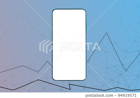 Digital template. Smartphone with mock up. Light blue background with copy space and diagram. Concept of apps and internet advertising 94919571
