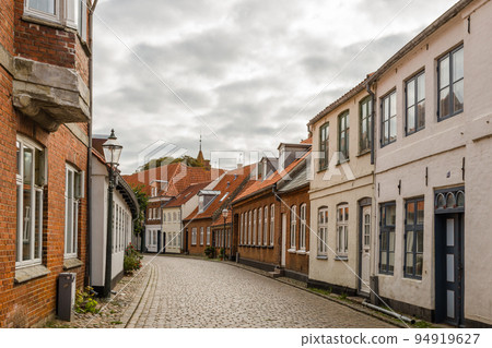 Street and traditional houses in old town of Ribe, Jutland, Denmark Street and traditional houses in old town of Ribe, Jutland, Denmark 94919627