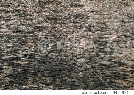 Aged texture. Wooden board. Shabby background. Grunge dark desk surface with black shell of paint cover copy space for text logo. 94919744