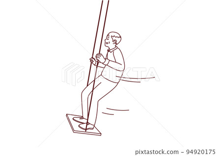 Happy active elderly grandfather swinging Happy active elderly grandfather swinging 94920175