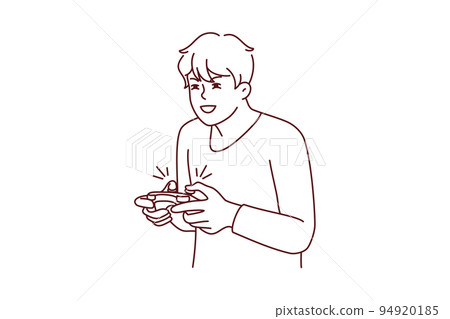 Guy play computer game 94920185