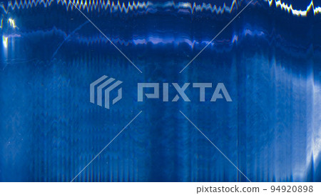 Glitch screen. Distortion texture. Analog noise overlay. Blue color error artifacts dust scratches on dark black illustration abstract banner. Glitch screen. Distortion texture. Analog noise overlay. Blue color error artifacts dust scratches on dark black illustration abstract banner. 94920898
