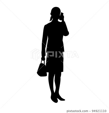 Silhouette illustration of a business woman calling 94921110