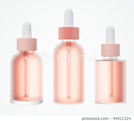 Set of different beige cosmetic serum dropper bottles, skin care product packaging concept, commercial design deady mock-up 94921324