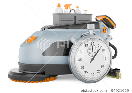 Floor Scrubber Dryer with stopwatch, 3D rendering Floor Scrubber Dryer with stopwatch, 3D rendering 94921669
