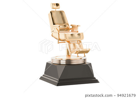 Barber chair golden award. 3D rendering Barber chair golden award. 3D rendering 94921679
