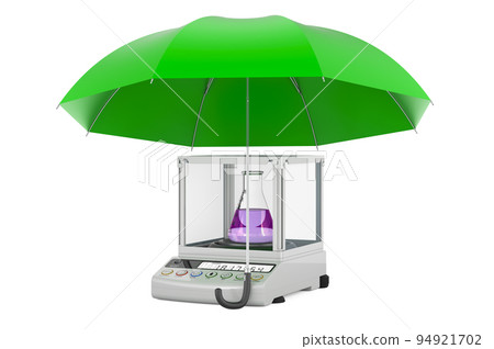 Digital Lab Scale under umbrella, 3D rendering Digital Lab Scale under umbrella, 3D rendering 94921702