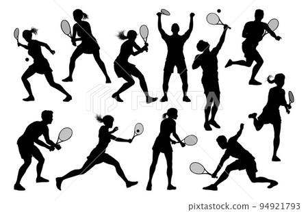 Silhouette Tennis Players Sports People Set Silhouette Tennis Players Sports People Set 94921793