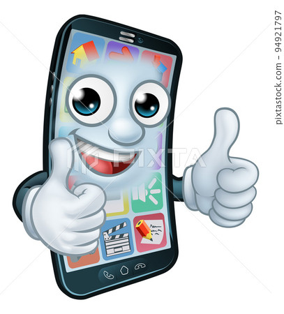 Mobile Phone Thumbs Up Cartoon Mascot Mobile Phone Thumbs Up Cartoon Mascot 94921797