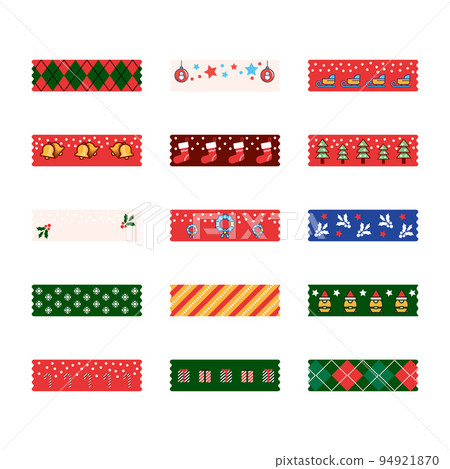 christmas decorative tape washi sticker strips for text decoration. Set of colorful patterned washi tape. Vector illustration christmas decorative tape washi sticker strips for text decoration. Set of colorful patterned washi tape. Vector illustration 94921870