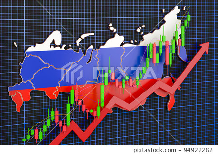 Economic growth in Russia, uptrend market, concept. 3D rendering 94922282