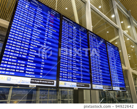 Departure information board at Kuala Lumpur International Airport, Malaysia Departure information board at Kuala Lumpur International Airport, Malaysia 94922642