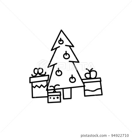 Christmas line icon from the Christmas camping series. Happy Holidays symbol and elements. Stock winter vector. Tree with gift boxes and toys Christmas line icon from the Christmas camping series. Happy Holidays symbol and elements. Stock winter vector. Tree with gift boxes and toys 94922710