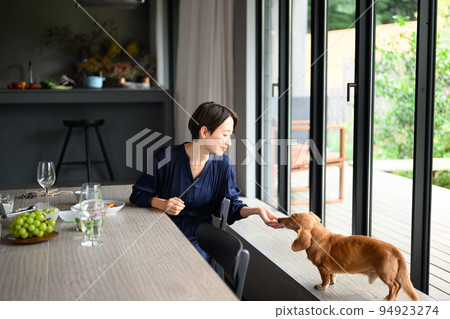 woman with pet woman with pet 94923274
