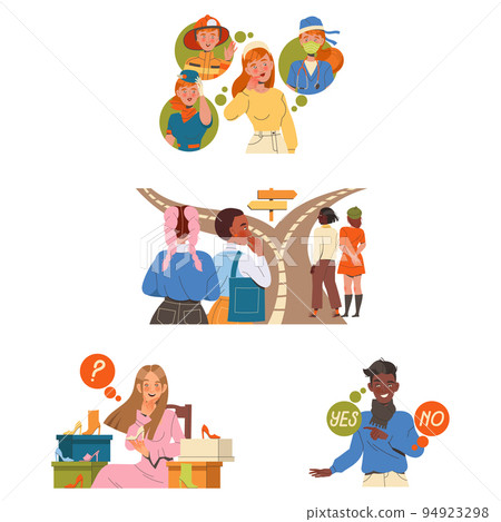 People Character Making Their Own Choice Choosing Between Options Vector Set People Character Making Their Own Choice Choosing Between Options Vector Set 94923298