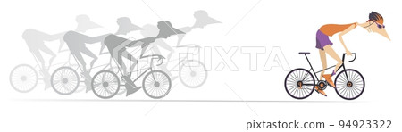 Illustration of cycling race. Cyclists in competition. Winner, Isolated on white background 94923322