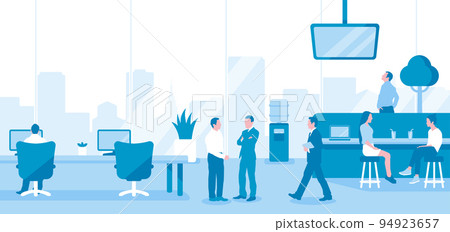 Horizontal banner illustration / office / company landscape and working people (no text) 94923657