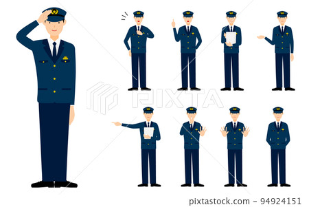 9 pose sets for young male police officers, salutes, restraints, crackdowns, etc. 94924151