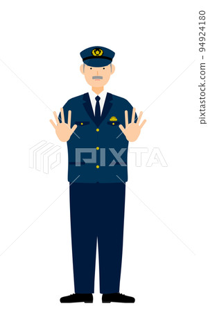 高級男警察擺姿勢,雙手向前,停下 高級男警察擺姿勢,雙手向前,停下 94924180