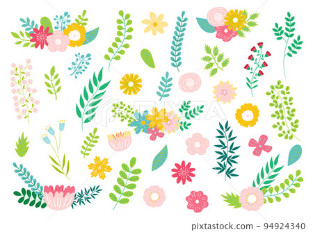 花和葉子的插圖集 94924340