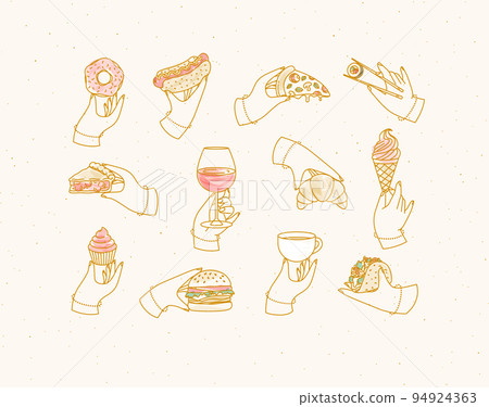 Renaissance hands with food labels beige 94924363
