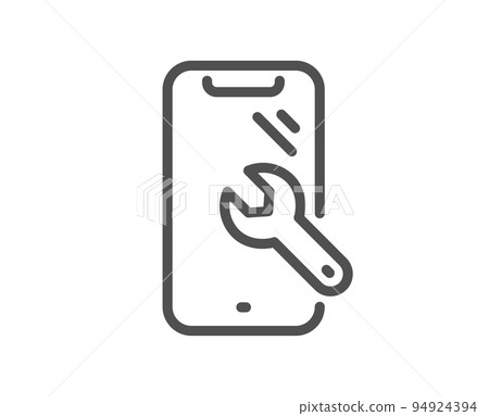 Smartphone repair line icon. Phone recovery sign. Mobile device symbol. Quality design element. Linear style smartphone repair icon. Editable stroke. Vector 94924394