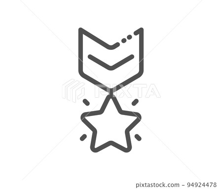 Winner medal line icon. Ranking star sign. Best rank symbol. Quality design element. Linear style winner medal icon. Editable stroke. Vector 94924478
