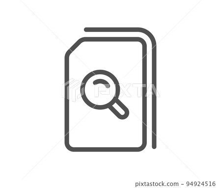Search Documents line icon. File with Magnifying glass sign. Paper page concept symbol. Quality design element. Linear style search files icon. Editable stroke. Vector 94924516