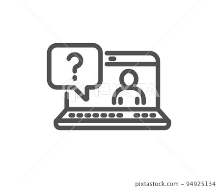 Question mark line icon. Online faq support sign. Quality design element. Linear style faq icon. Editable stroke. Vector 94925134