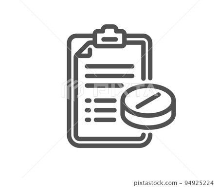 Medical prescription line icon. Medicine pills sign. Pharmacy medication symbol. Quality design element. Linear style medical prescription icon. Editable stroke. Vector Medical prescription line icon. Medicine pills sign. Pharmacy medication symbol. Quality design element. Linear style medical prescription icon. Editable stroke. Vector 94925224