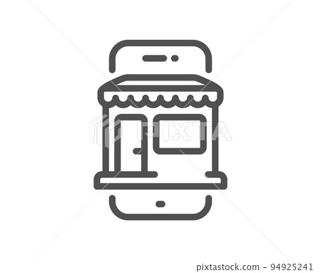 Marketplace app line icon. Online store sign. Retail phone application symbol. Quality design element. Linear style marketplace icon. Editable stroke. Vector 94925241