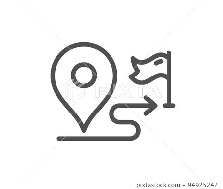 Journey line icon. Road path sign. Route map distance symbol. Quality design element. Linear style journey icon. Editable stroke. Vector 94925242