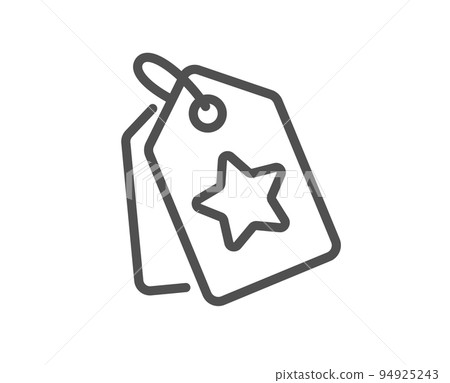 Loyalty star tags line icon. Bonus points. Discount program symbol. Quality design element. Linear style loyalty tags icon. Editable stroke. Vector 94925243