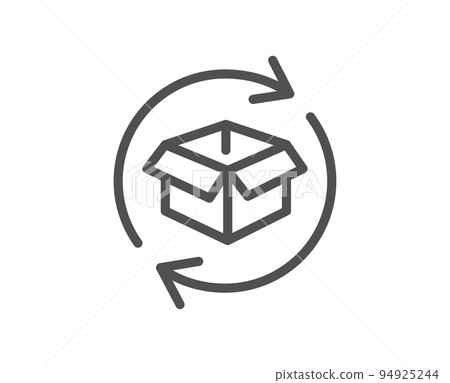 Exchange of goods line icon. Return parcel sign. Package tracking symbol. Quality design element. Linear style return parcel icon. Editable stroke. Vector 94925244