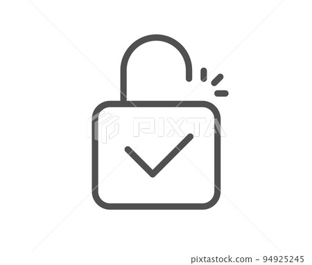 Lock line icon. Padlock approved sign. Security access symbol. Quality design element. Linear style lock icon. Editable stroke. Vector Lock line icon. Padlock approved sign. Security access symbol. Quality design element. Linear style lock icon. Editable stroke. Vector 94925245