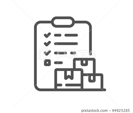 Delivery report line icon. Parcel documents sign. Express service symbol. Quality design element. Linear style delivery report icon. Editable stroke. Vector Delivery report line icon. Parcel documents sign. Express service symbol. Quality design element. Linear style delivery report icon. Editable stroke. Vector 94925285
