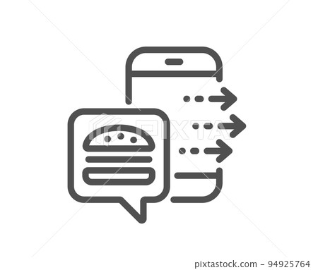 Food order line icon. Meal delivery app sign. Online catering service symbol. Quality design element. Linear style food order icon. Editable stroke. Vector 94925764