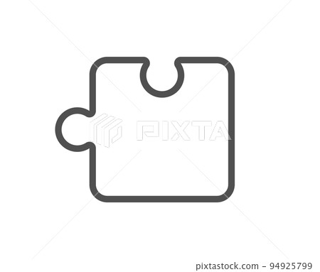 Puzzle piece line icon. Jigsaw game shape sign. Business strategy element. Quality design element. Linear style puzzle icon. Editable stroke. Vector 94925799