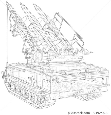 Truck with a rocket. Special military equipment. Air Attack. Vector created of 3d 94925800