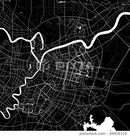 Map of Ningbo city. Urban black and white poster. Road map with metropolitan city area view. 94926310